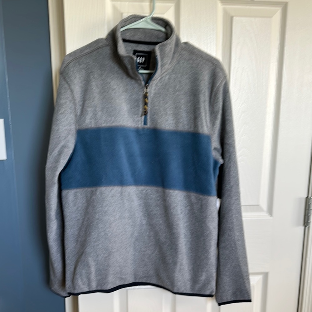 Gap M Men's Gray and Blue Quarter-Zip Sweater